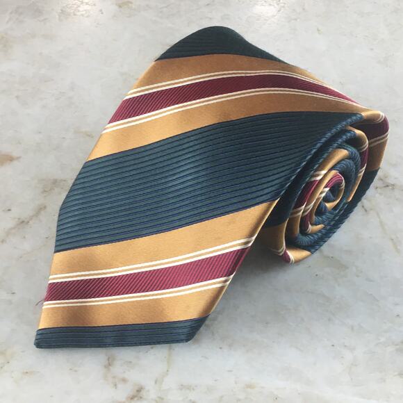 HENRY JACOBSON SILK BLEND REGIMENT STRIPE NECKTIE - Picture 13 of 15
